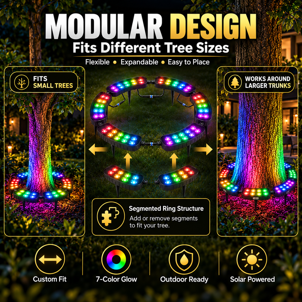 Modular RGB tree ring light design